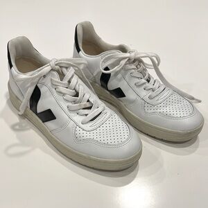 Veja V10's White and Black Sneakers